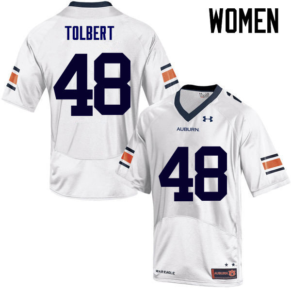 Women's Auburn Tigers #48 C.J. Tolbert White College Stitched Football Jersey